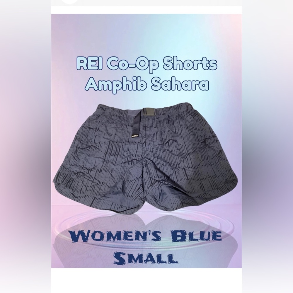 REI CO-OP Shorts Amphib Sahara Small Blue Patterned Belted Elastic